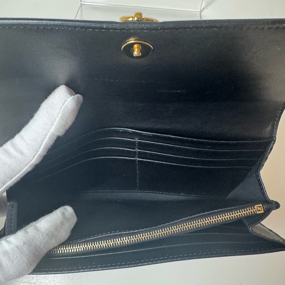 Fendi Women’s Black Long Leather Wallet with Gold Accent - Picture 8 of 13